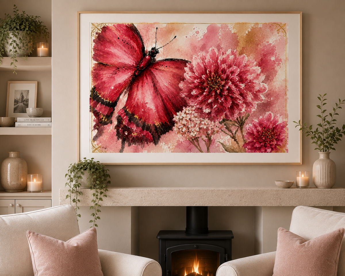 Butterflies in bloom crimson whisper