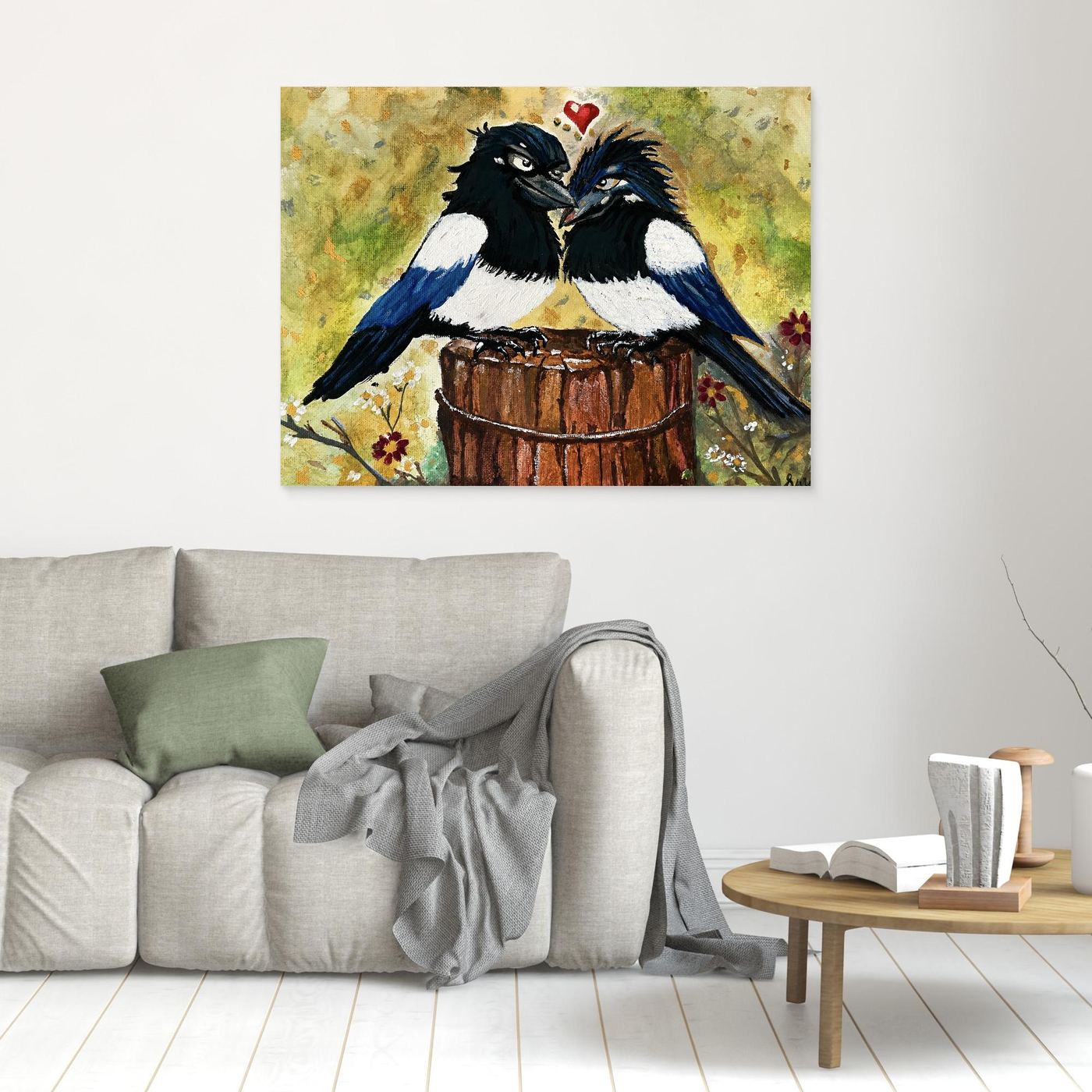 Partners in Caw, this fun piece would look fantastic in any room,  Study, living room, hallway, kids room.